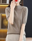 Merino Wool Mock Neck Knit Top
