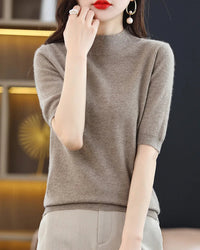 Merino Wool Mock Neck Knit Top