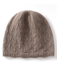100% pure wool solid hollow knit beanie hat. Warm, soft, and comfortable — a versatile unisex casual winter outdoor knitted skull cap.