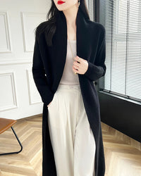 Loose-Fitting Long Wool Cardigan Sweater