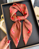 Floral Print Satin Square Scarf