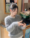 Cashmere Fluffy V-Neck Pullover