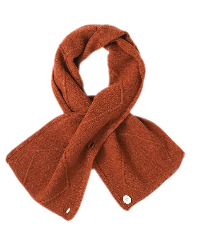 Merino Wool Jacquard Twist Button Neck Scarf
