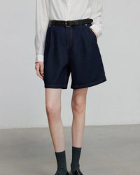 Wide-Leg Denim Shorts