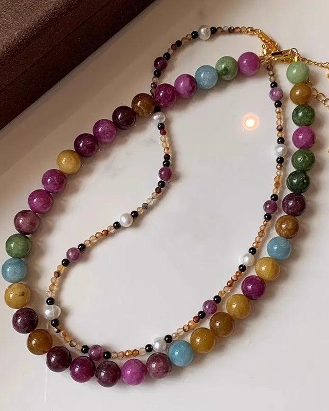 Natural Tourmaline Beaded Necklace
