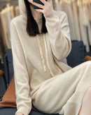 Drawstring Hooded Wool Dress