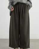 High-Waist Pleated Wide-Leg Casual Trousers