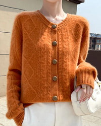 Thick Merino Wool Crewneck Cardigan