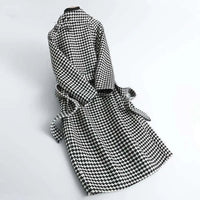 Plaid Vintage Long Sleeve Lace Up Coat