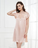 Mulberry Silk Flutter-Sleeve Mini Nightgown