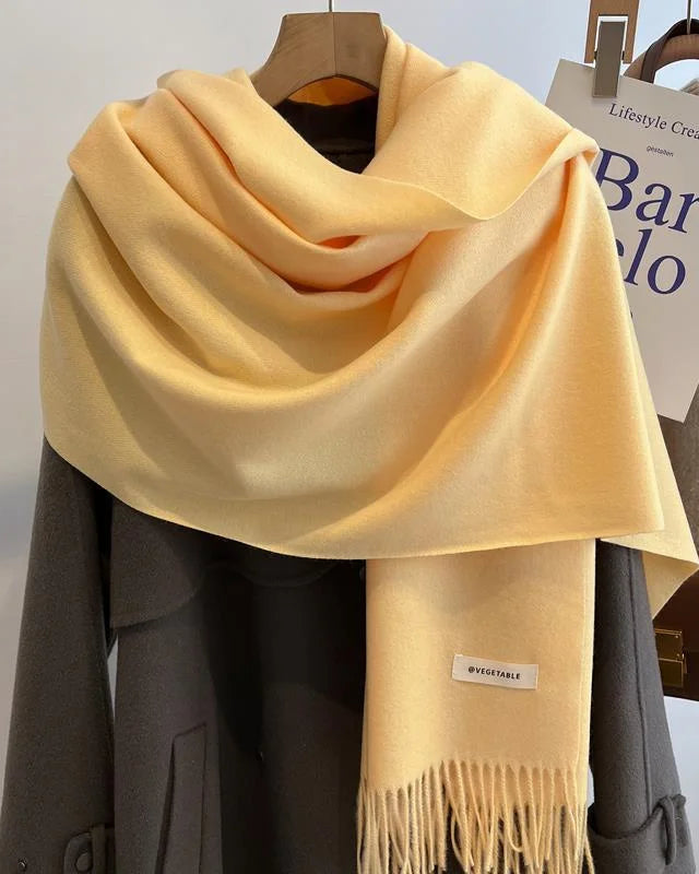 Faux Cashmere Tassel Wrap Scarf