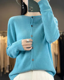 Merino Wool Round Neck Knit Cardigan