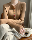 Wool Casual Crew Neck Single-Breasted Sweater