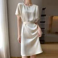 Acetate Silk Drape Satin Dress