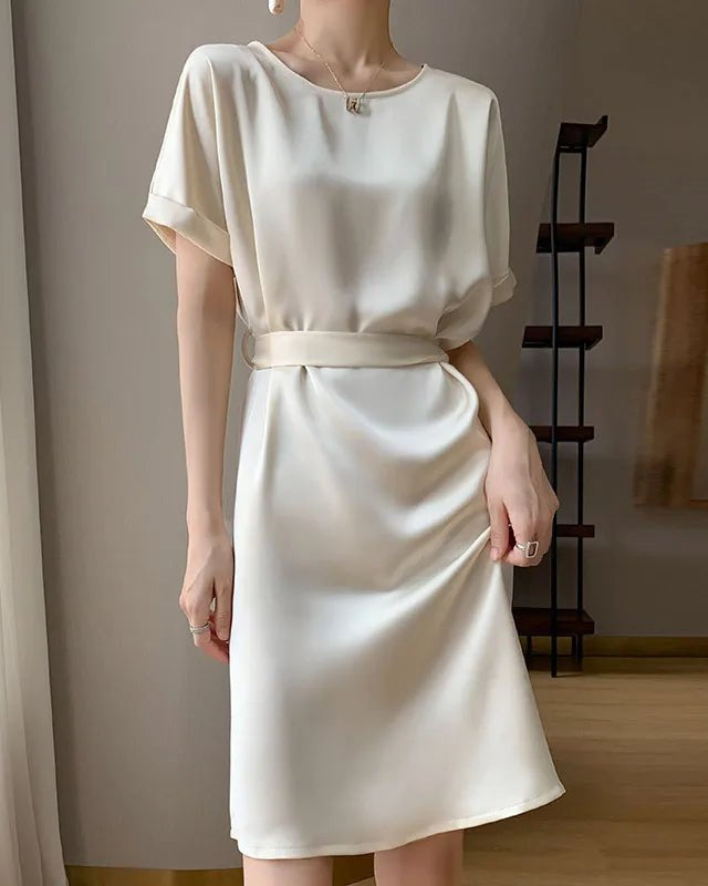 Acetate Silk Drape Satin Dress