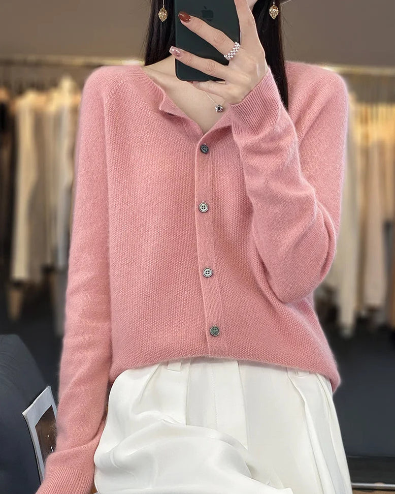 Pure Wool O-Neck Cardigan