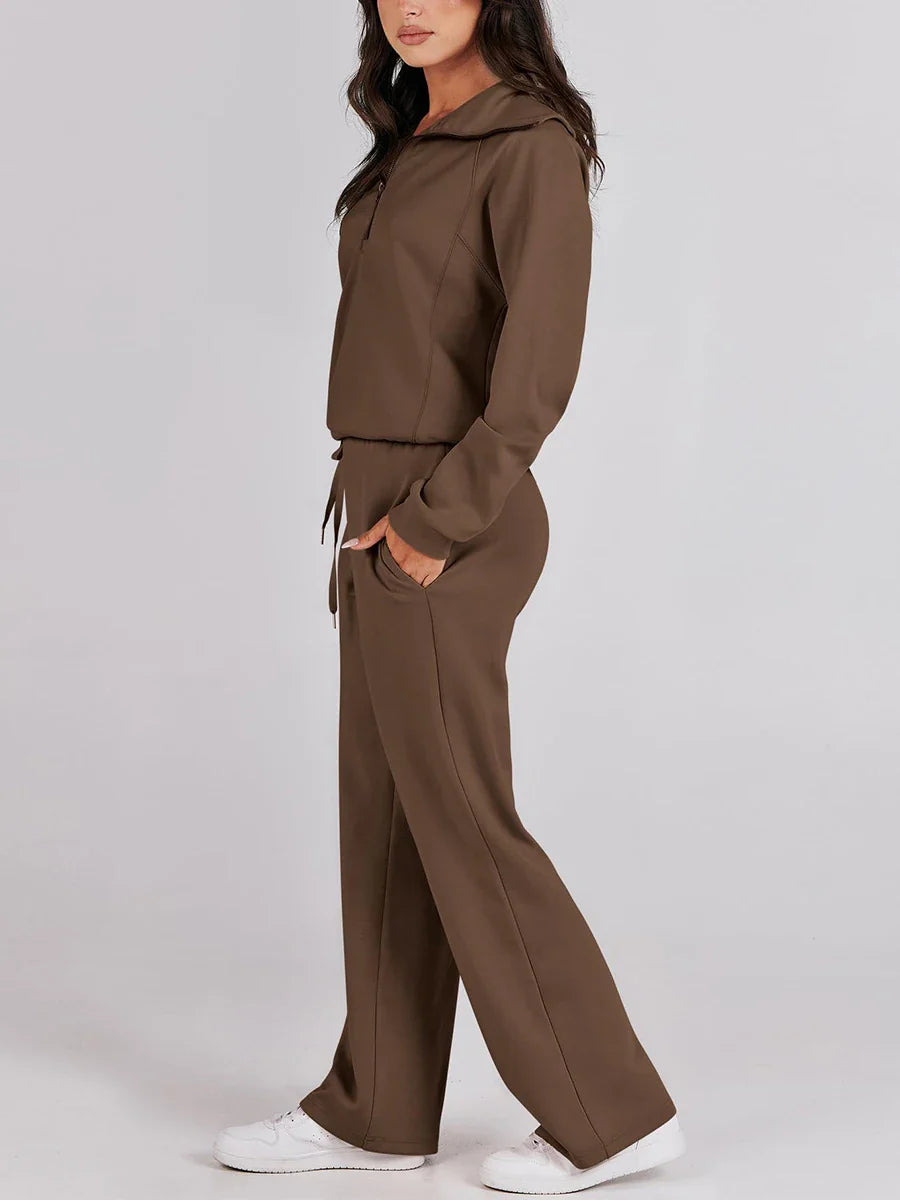 Half Zip Sweatshirt & Drawstring Sweatpants Tracksuit Set