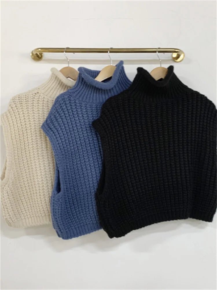 Half High Collar Vintage Vest Sweater