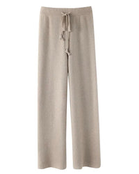High-Waist Knit Wide-Leg Pants with Tie Belt