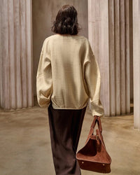 Fashionable Linen U-Neck Long-Sleeved Shirt