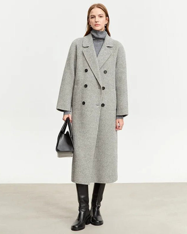 Minimalist Blazer Collar Woolen Long Coat
