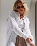 Lapel Collar Single-Breasted Loose-Fitting Shirt