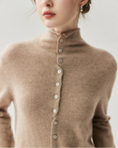 Cashmere Reversible Turtleneck Cardigan Sweater