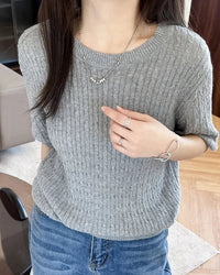 Pure Cotton Crew Neck Short-Sleeve Knit T-Shirt