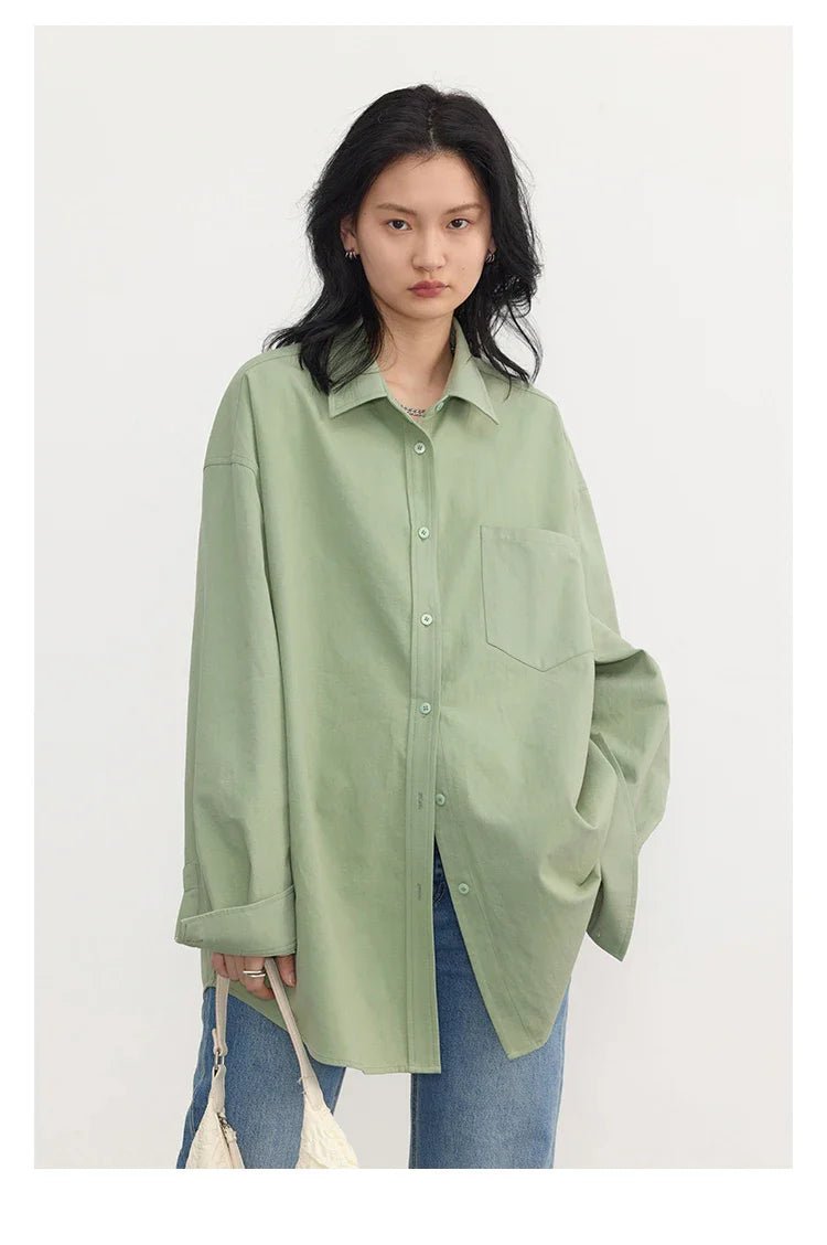 Oversized Long-sleeved Cotton Shirt
