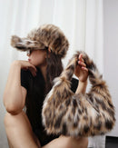 Leopard Faux Fur Baguette Shoulder Bag