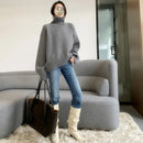 Loose High Neck Wool Pullover Sweater