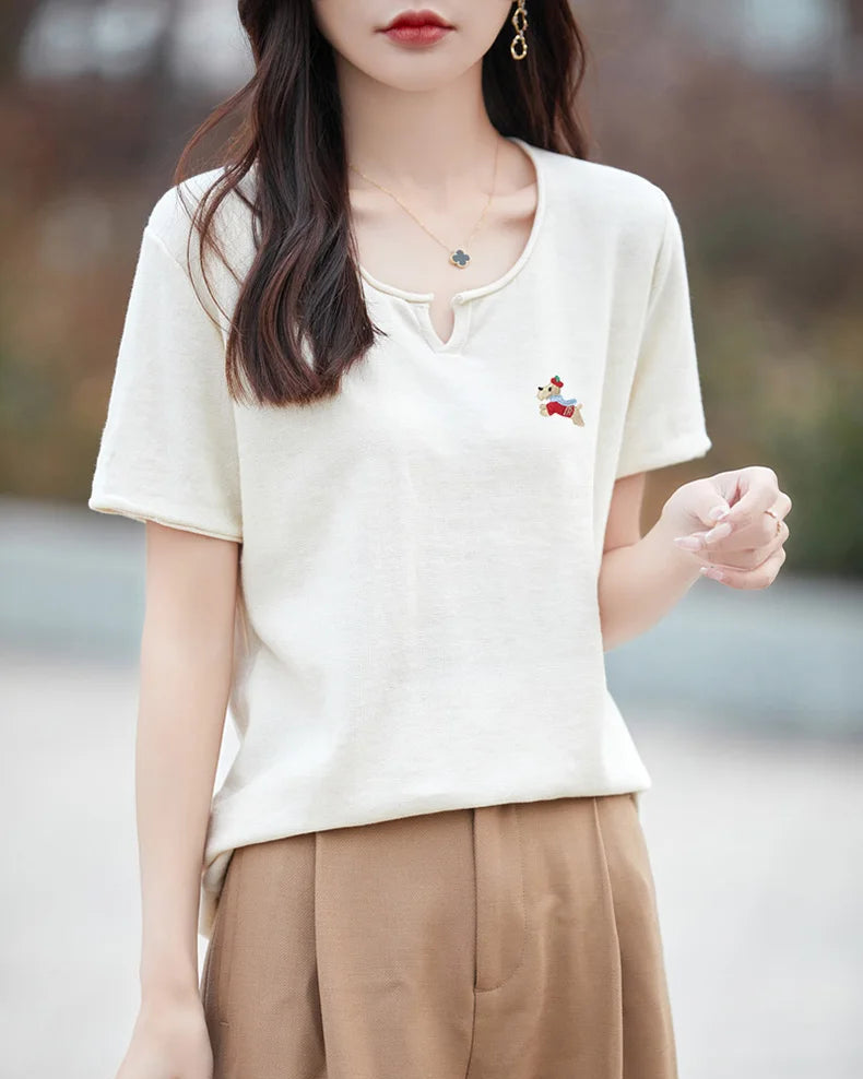 Everyday Cotton Knit Short-Sleeve Top