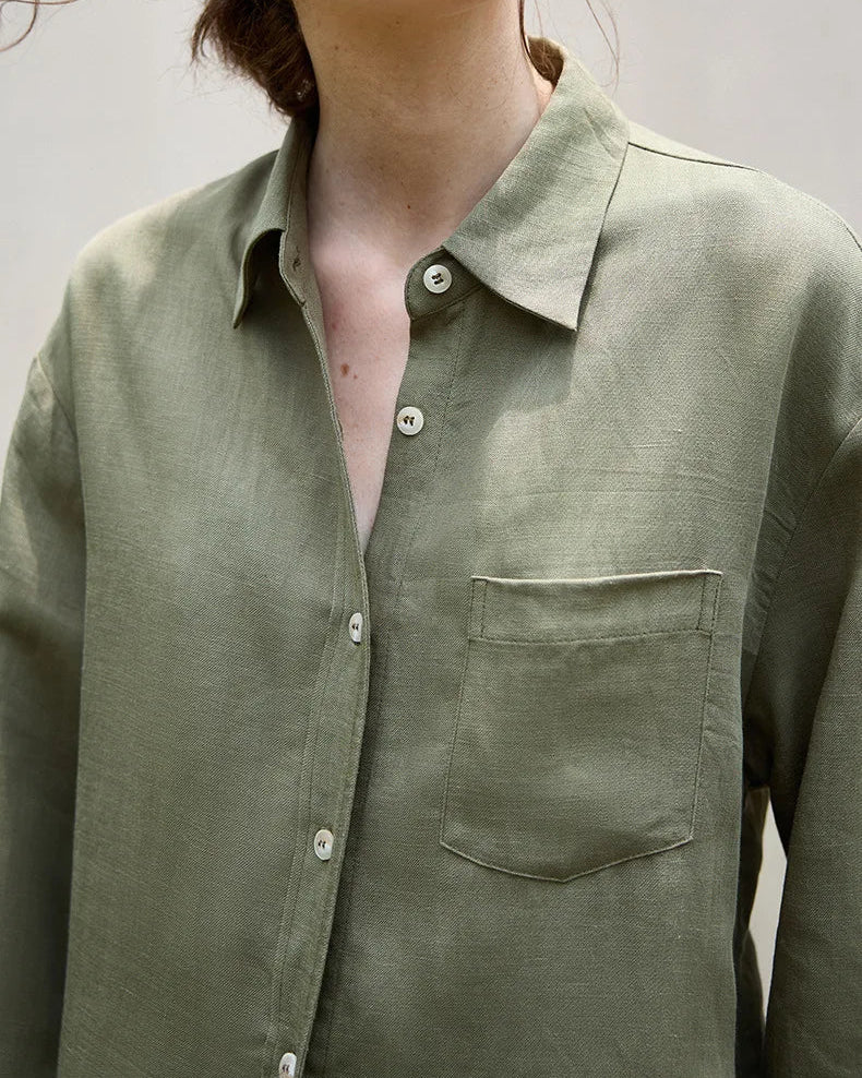 Elegant Lapel Single-Breasted Ol Shirt