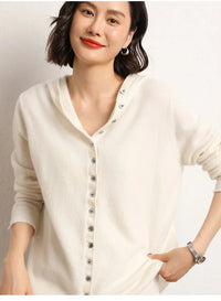Cashmere Knitted Hooded Cardigan