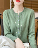 Merino Wool Button-Front Cardigan