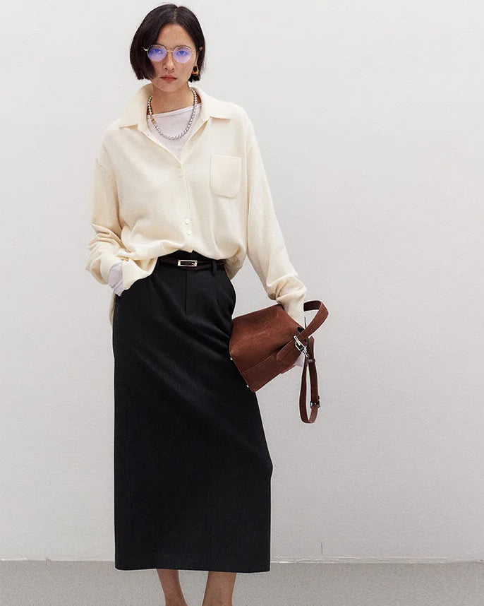 Loose-Fit Mid-Length Knitted Cardigan