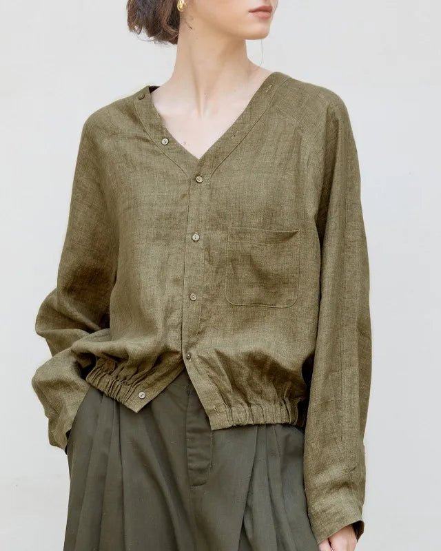 Stylish V-Neck Button-Down Loose Shirt