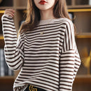 Oversized Round-Neck Striped Wool Sweater Pullover