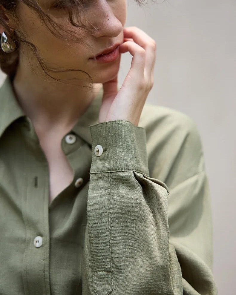 Elegant Lapel Single-Breasted Ol Shirt