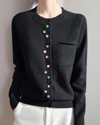 Merino Wool Crew Neck Button Cardigan