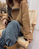 Cashmere Turtleneck Zip-Front Cardigan