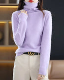 High-Neck Mink Cashmere Pullover Sweater
