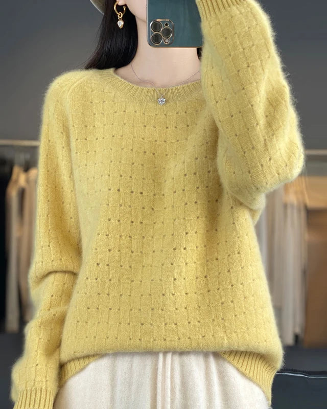 Merino Wool Jacquard Cut-Out Knit Pullover