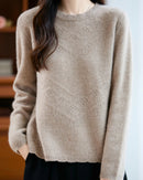 Pointelle Merino Wool Crewneck Sweater