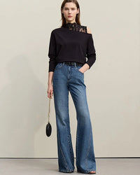 Retro Loose Cotton Flared Jeans