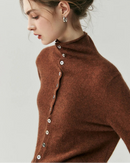 Cashmere Reversible Turtleneck Cardigan Sweater