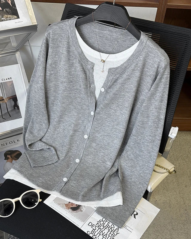 Casual Stripe Knit Wool Sweater