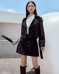 Casual High-Waisted Suit A-Line Skirt