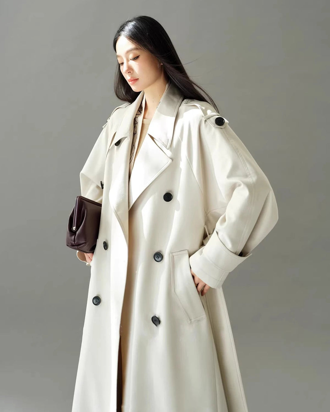 Double Breasted Longline Trench Coat