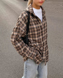 Plaid Ruffle Loose Long Shirt
